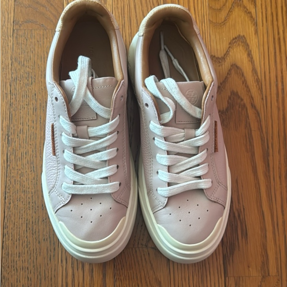Tan Leather Sneakers with White Details